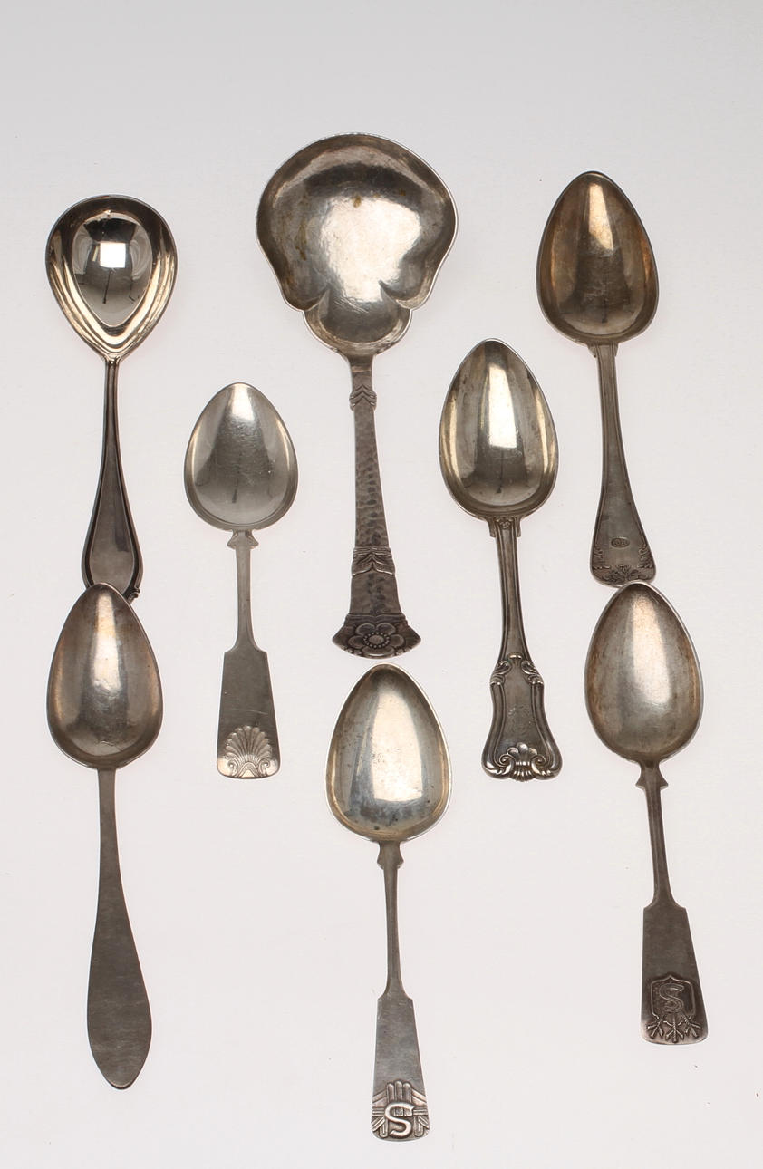 SKEDAR, 6 st, SLEVAR, 2 st, silver, 1900-tal.