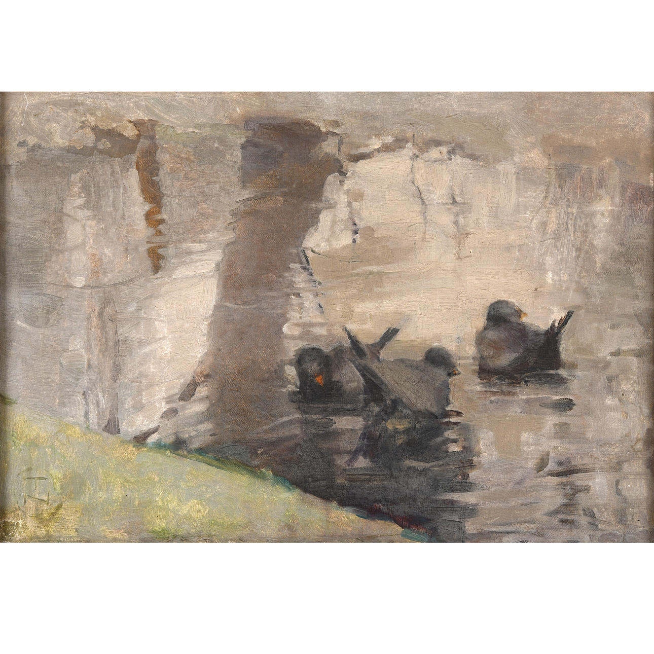CIRCLE OF JOHN REID MURRAY (1861-1906). MOORHEN ON A POND.