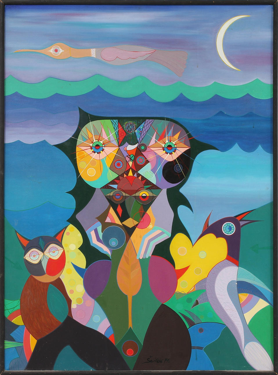 DANIEL SANO. Komposition, olja på duk, signerad 77.