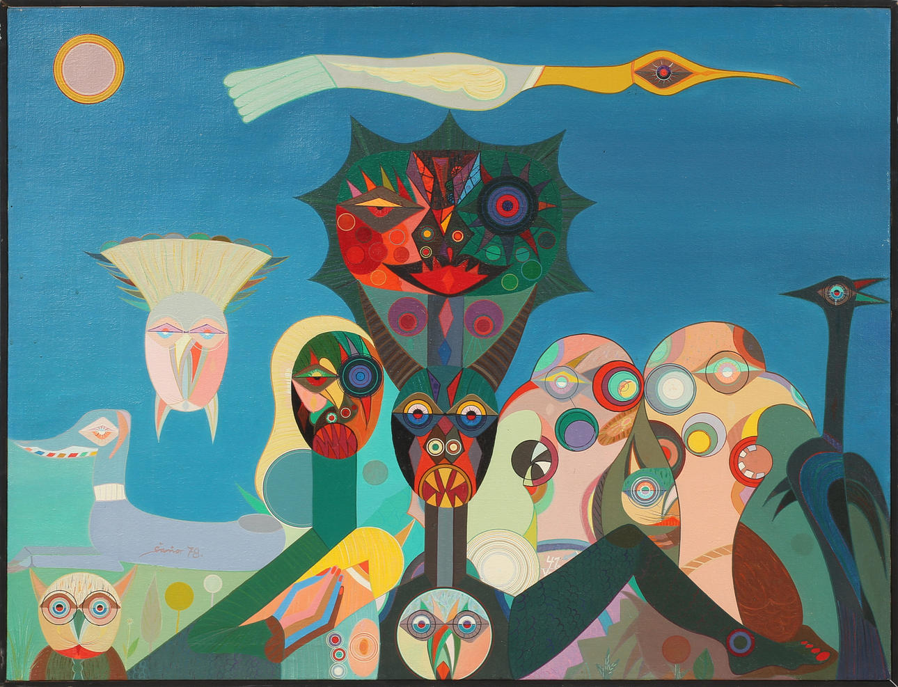 DANIEL SANO. Komposition, olja på duk, signerad 78.