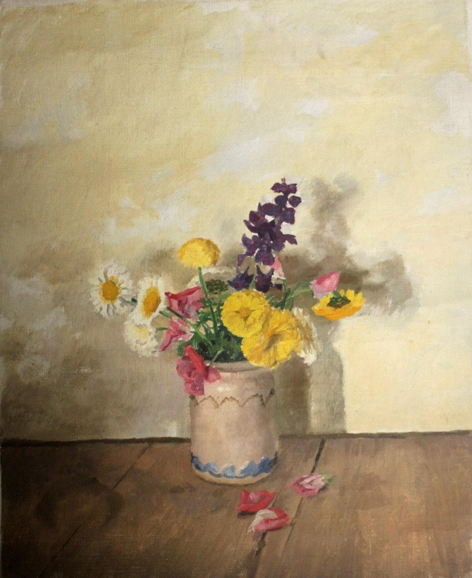 STEPHEN BONE (1904-1958). STILL LIFE OF FLOWERS IN A WHITE JUG.