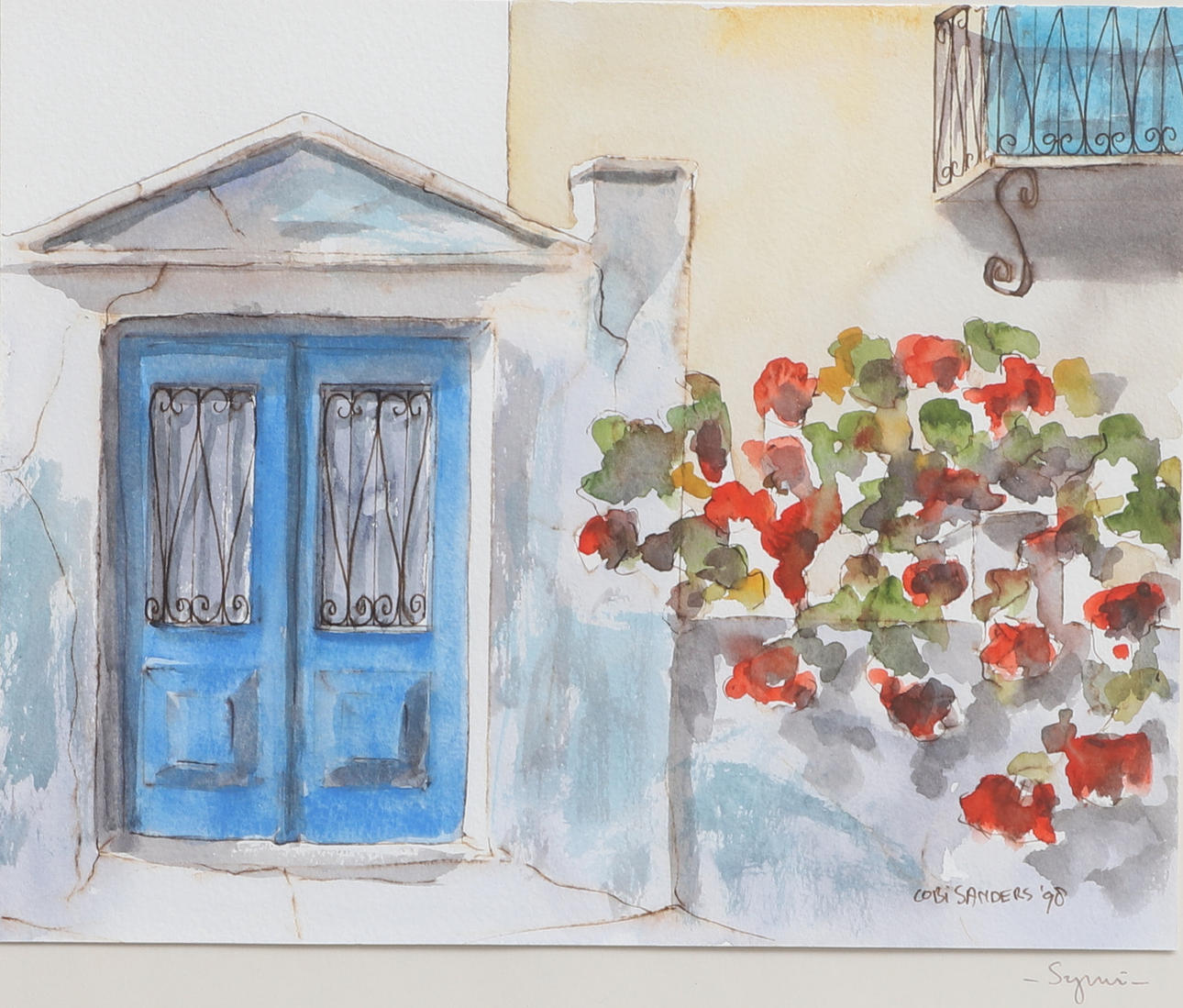 COBI SANDERS. watercolour, motif from Symi, signed, dated -98.