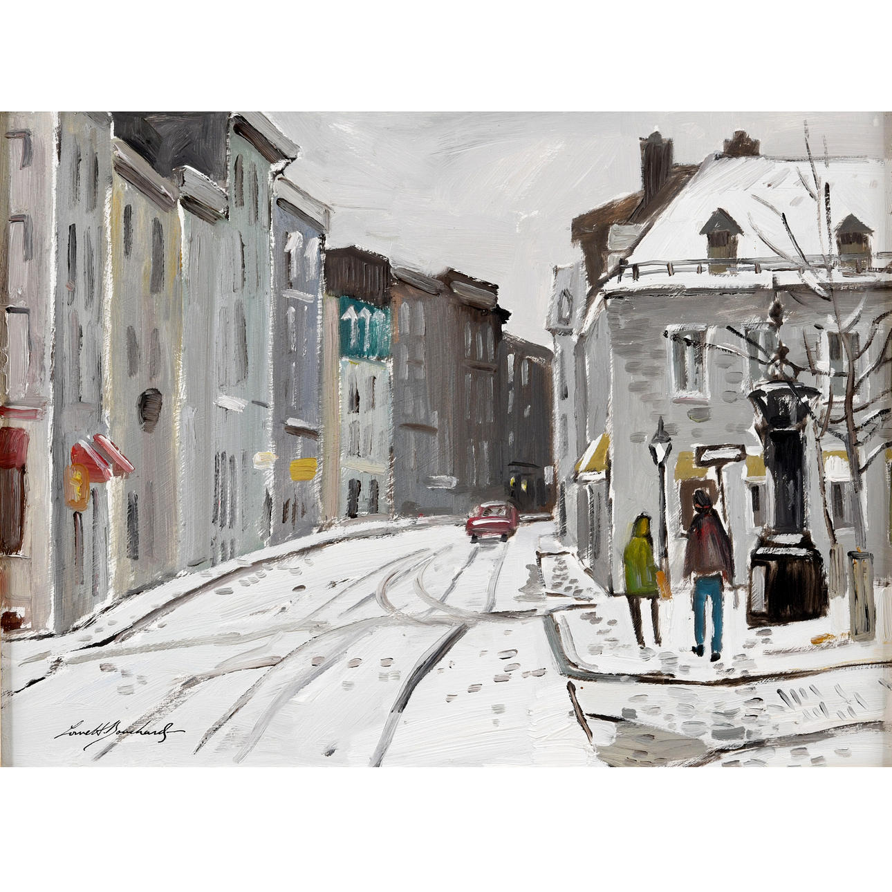 LORNE HOLLAND BOUCHARD (CANADIAN, 1913-1978). ST. PAUL STREET FROM PLACE JACQUES CARTIER (MONTREAL).