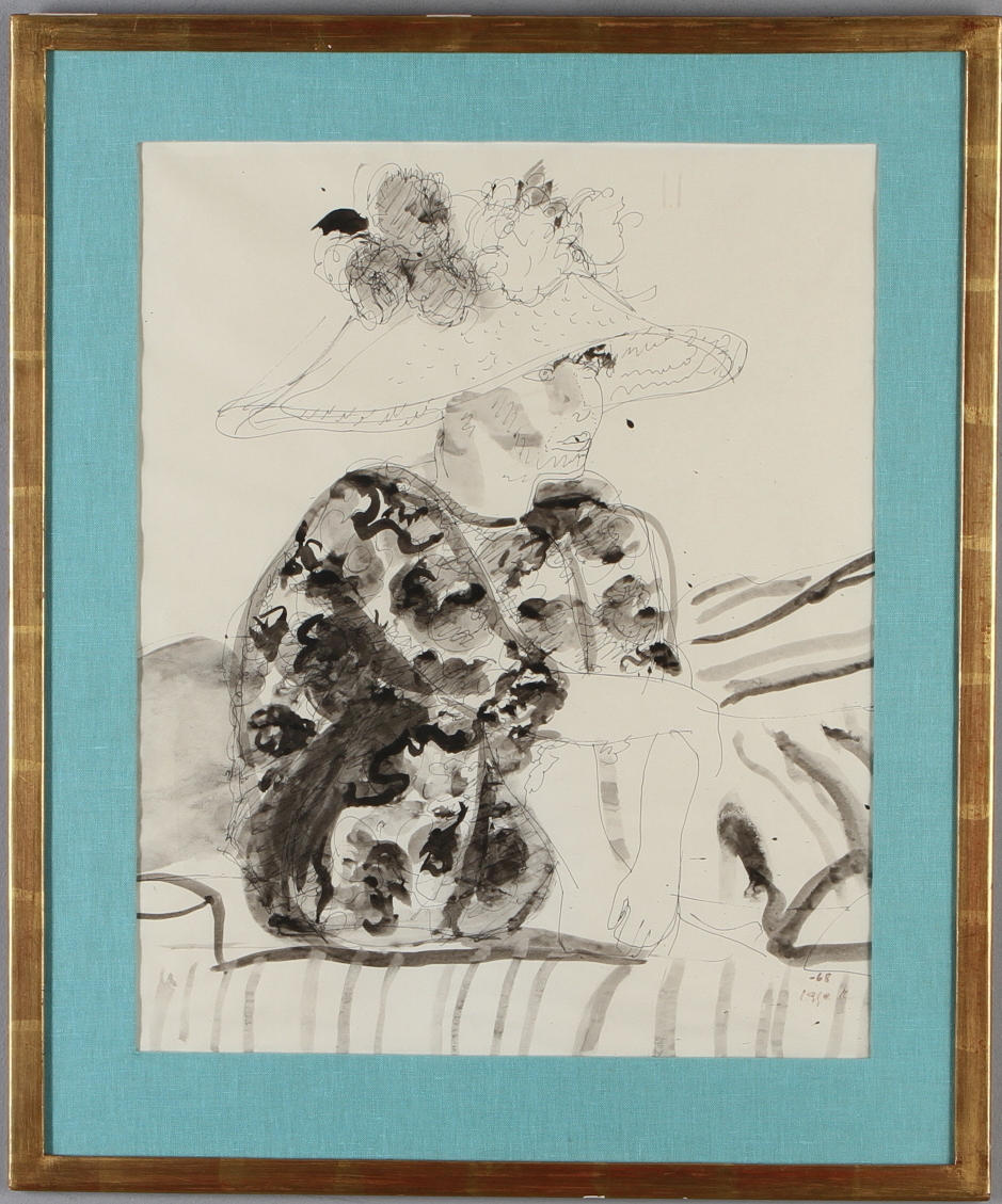 IGGE KARLSSON. blandteknik på papper, signerad samt daterad -68.