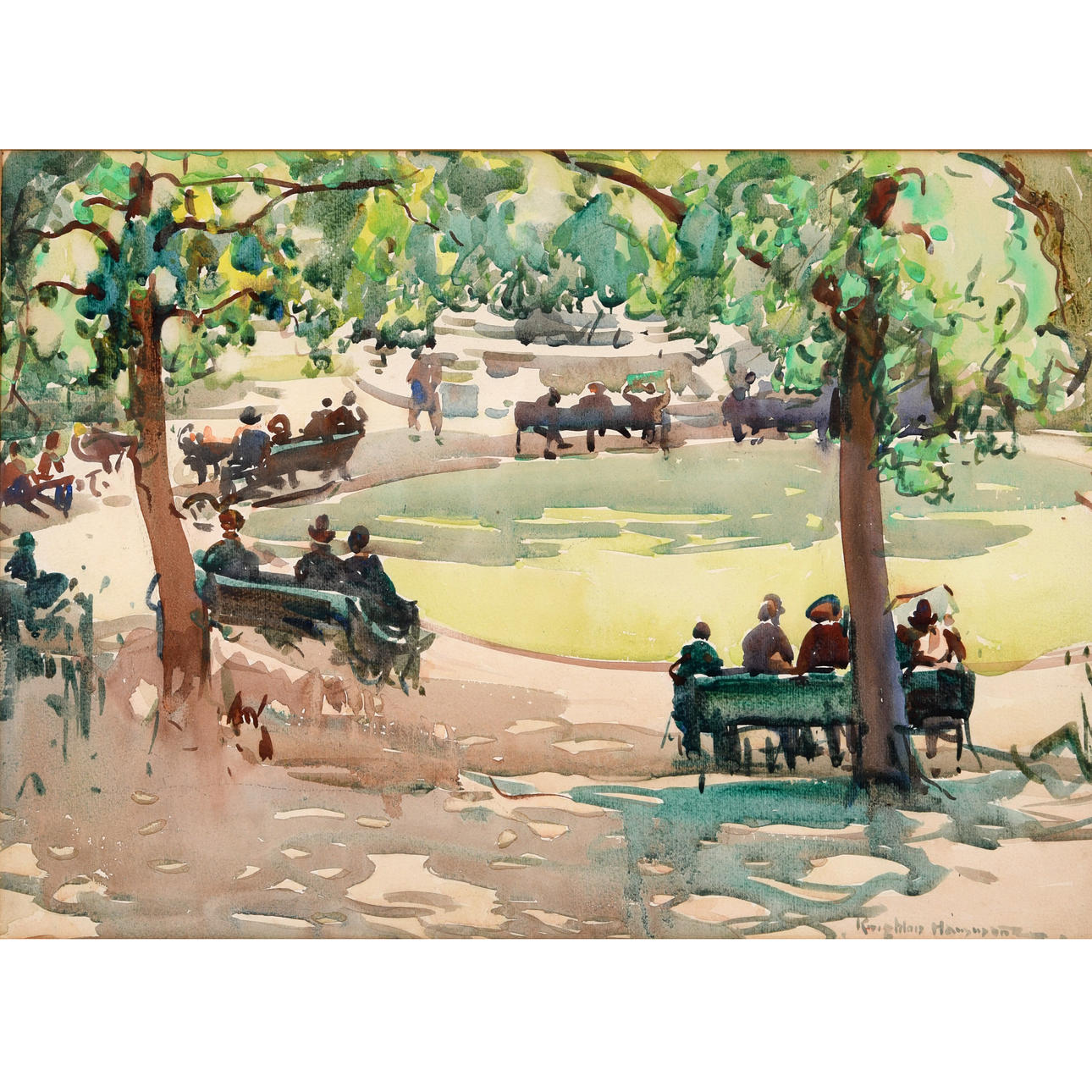 ARTHUR HENRY KNIGHTON HAMMOND (1875-1970). FIGURES SEATED IN A PARK.