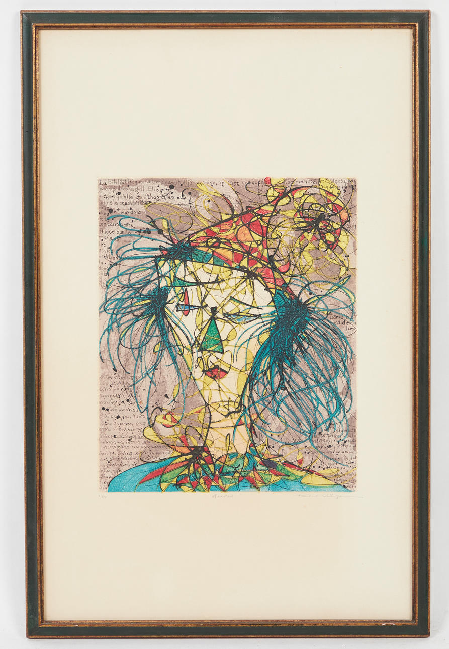 Unknown artist, color lithograph, clown.