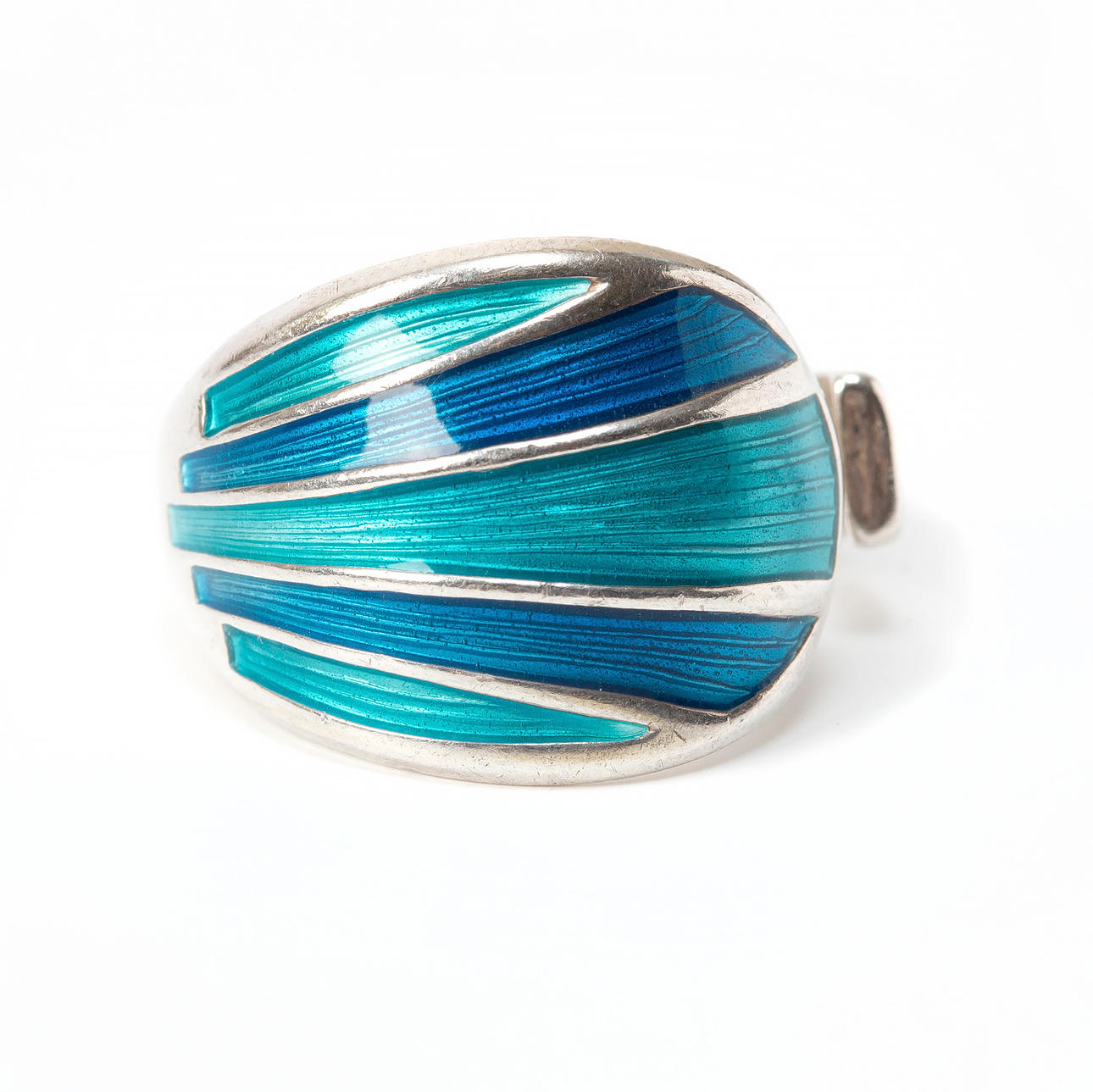 DAVID ANDERSEN, ring og halskæde, sterlingsølv og emalje, Norge.