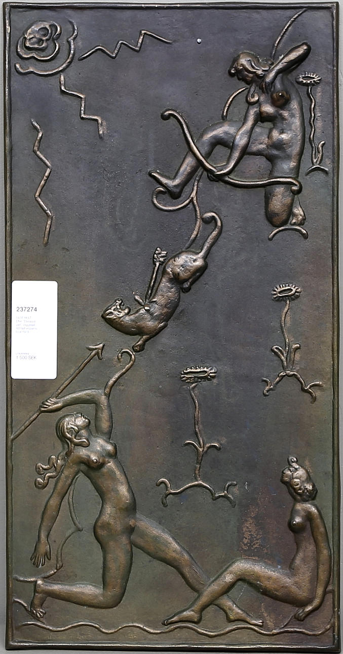 OLOF HULT. EFTER. "Diana på jakt". Väggrelief, AB Näfverqvarns bruk 1979.