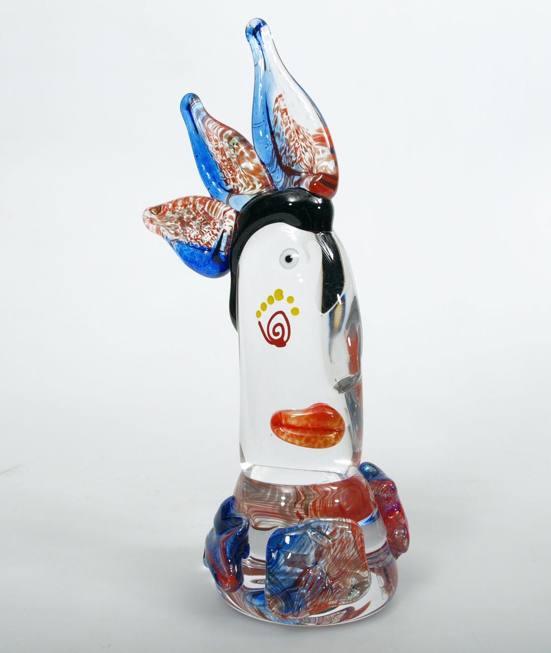 CARLOS R PEBAQUÉ. Skulptur, glas, unikat, Cara teknik, Gullaskruv, signerad.