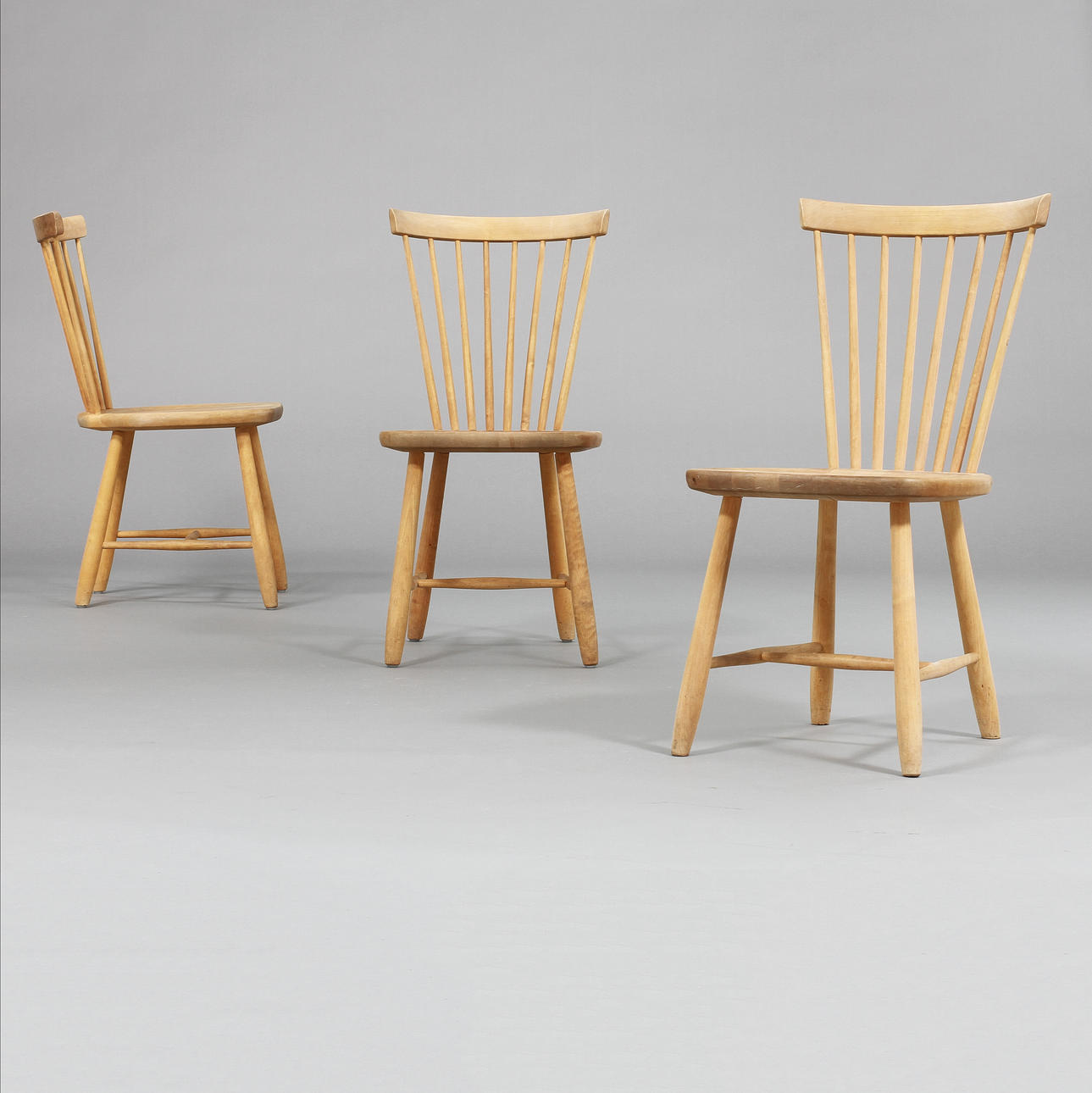 STOLAR, 3 st, "Lilla Åland", Carl Malmsten, brännmärkta Stolab.