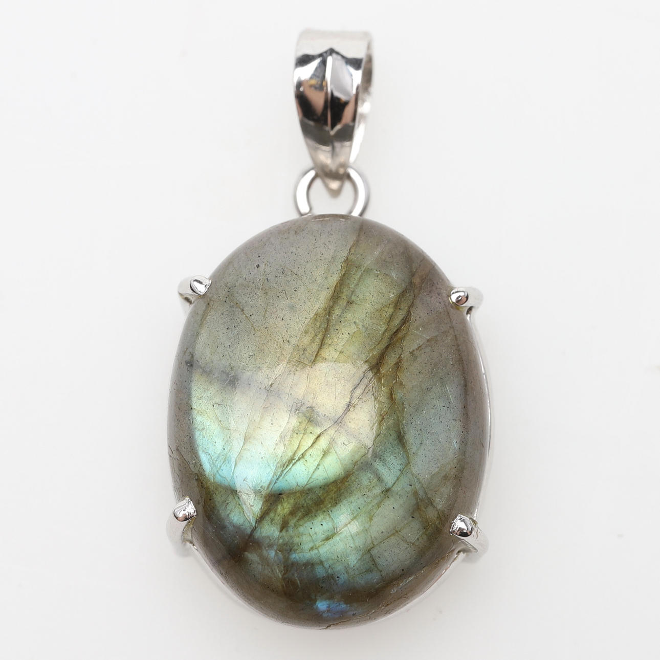 HÄNGE, sterlingsilver & cabochonslipad labradorit, samtida.