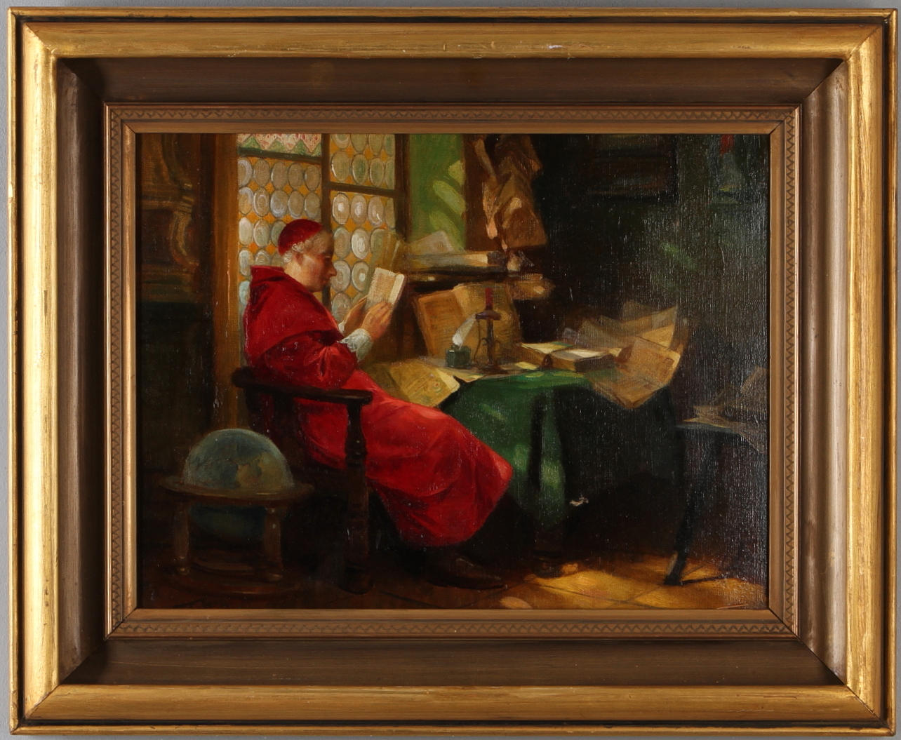 CARL DUXA. Interiörscen, olja på duk, signerad.