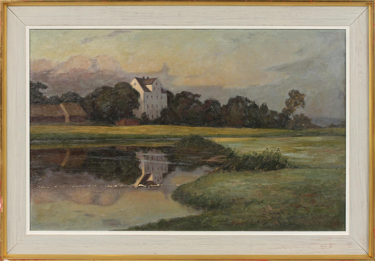 SASCHA BOLIN. Landscape with yard, oil on canvas, signed.