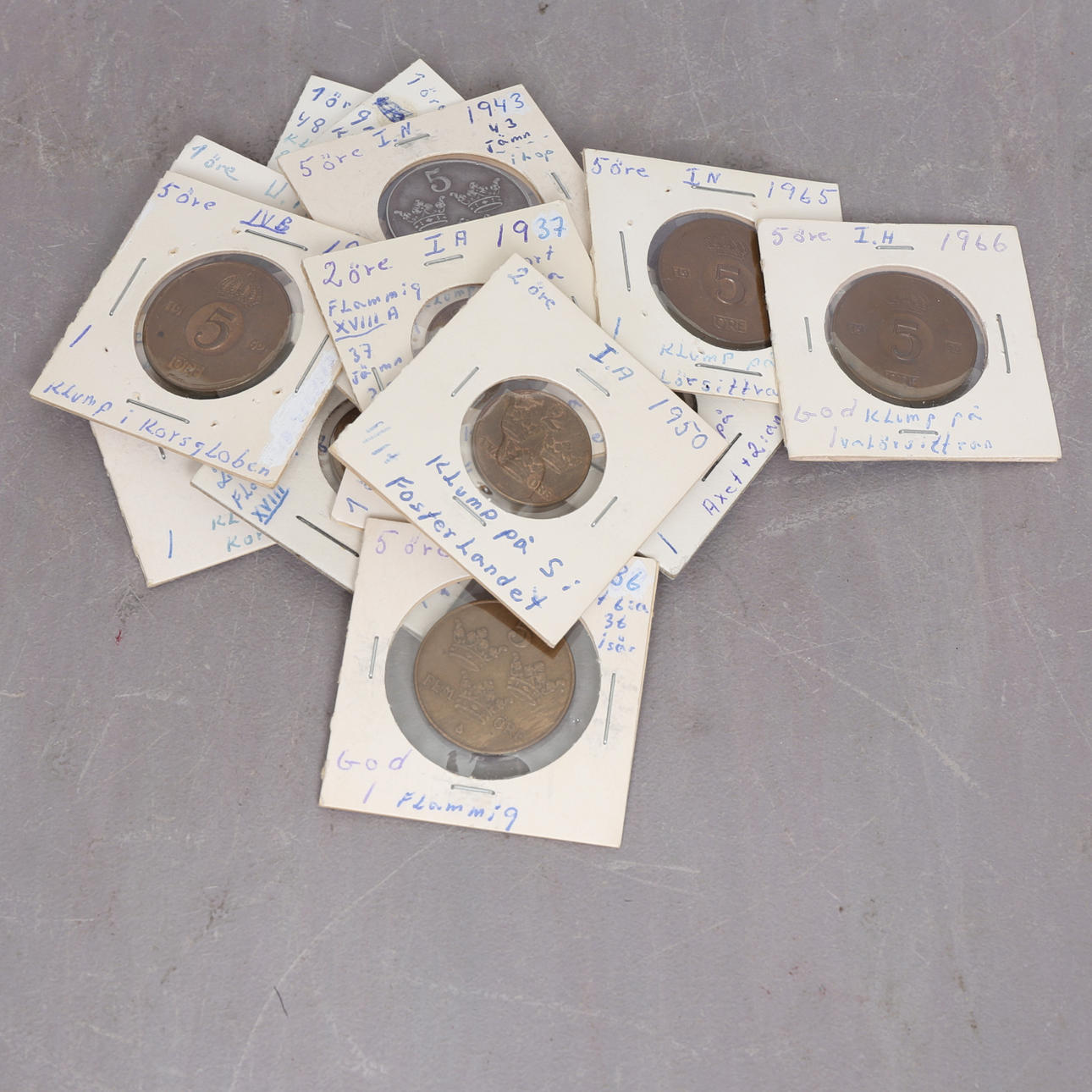 FELPRÄGLADE SVENSKA MYNT, 16 st.