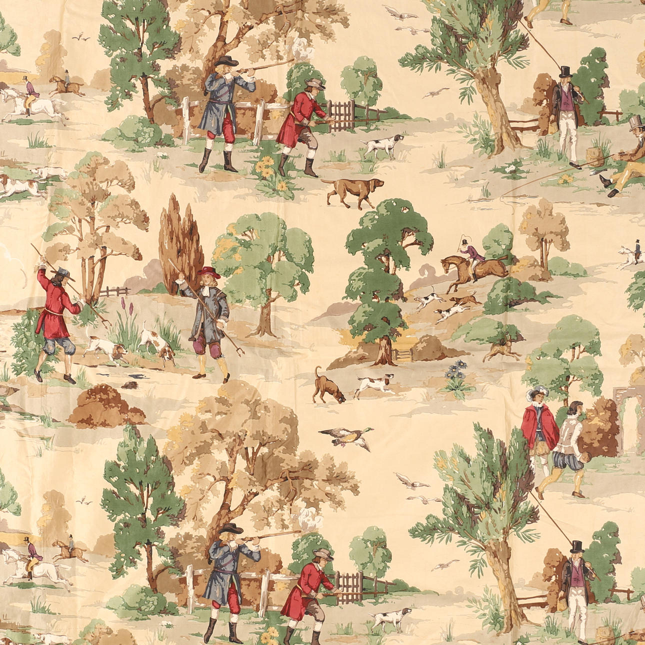 TEXTIL, jaktmotiv, Sanderson, England.