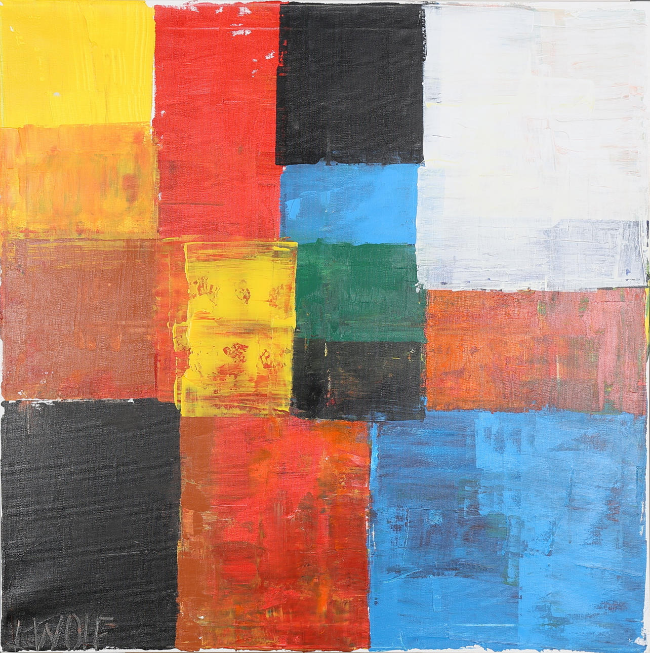 JAN WOLF. Komposition. Akryl på duk. Signerad J Wolf.