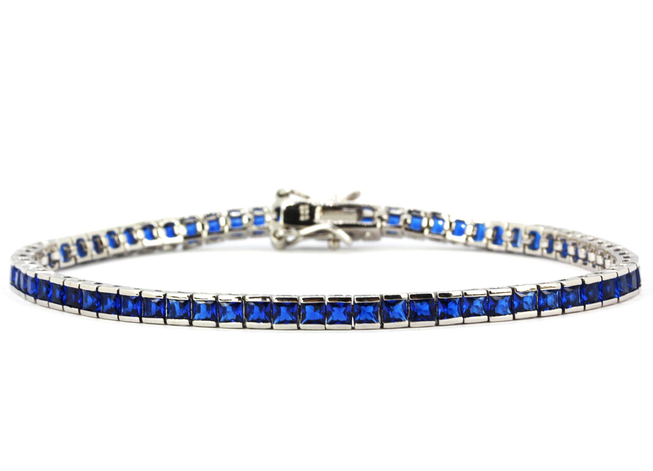PULSERA TENIS TOPACIO AZUL.