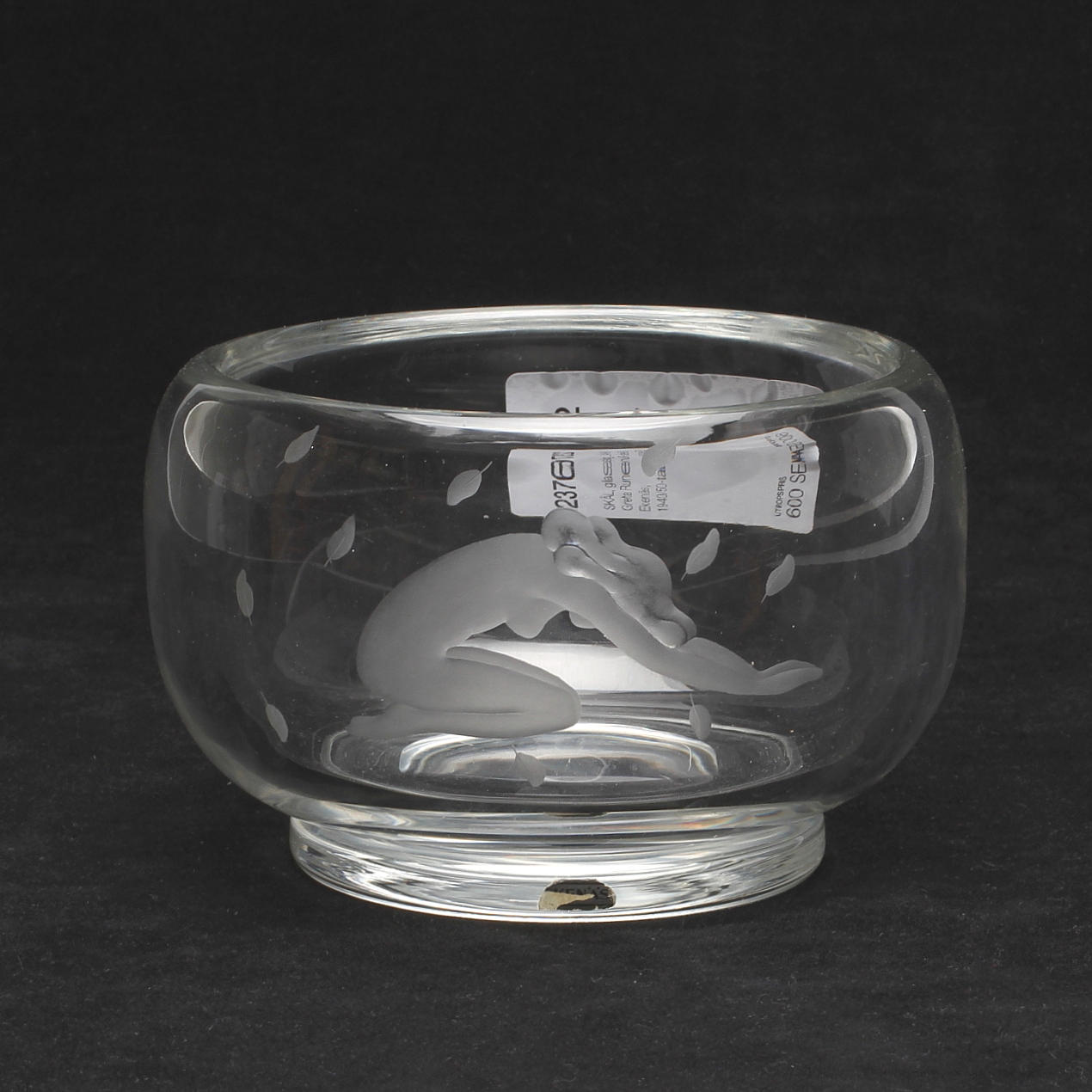 SKÅL, glas, Greta Runeborg, Ekenäs, 1940/50-tal.