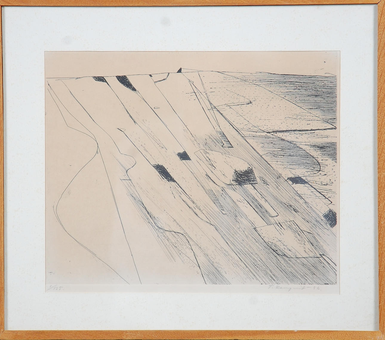 TORSTEN RENQVIST. 1924-2007, " Floden Taro " etsning, signerad, numrerad 1/125 daterad 1956.