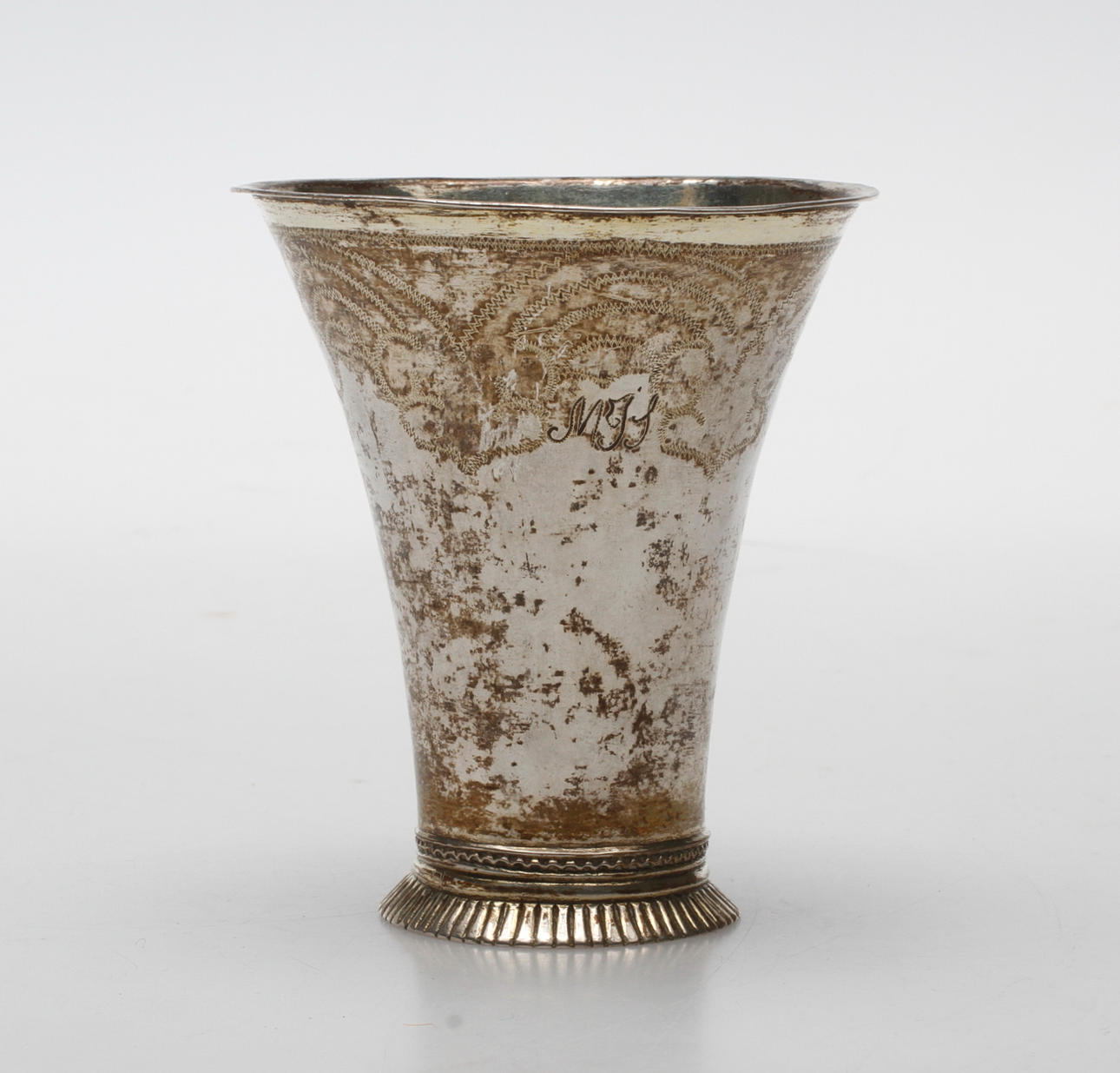 BÄGARE, silver, oidentifierad smed, otydlig stämpel, 1700-tal.