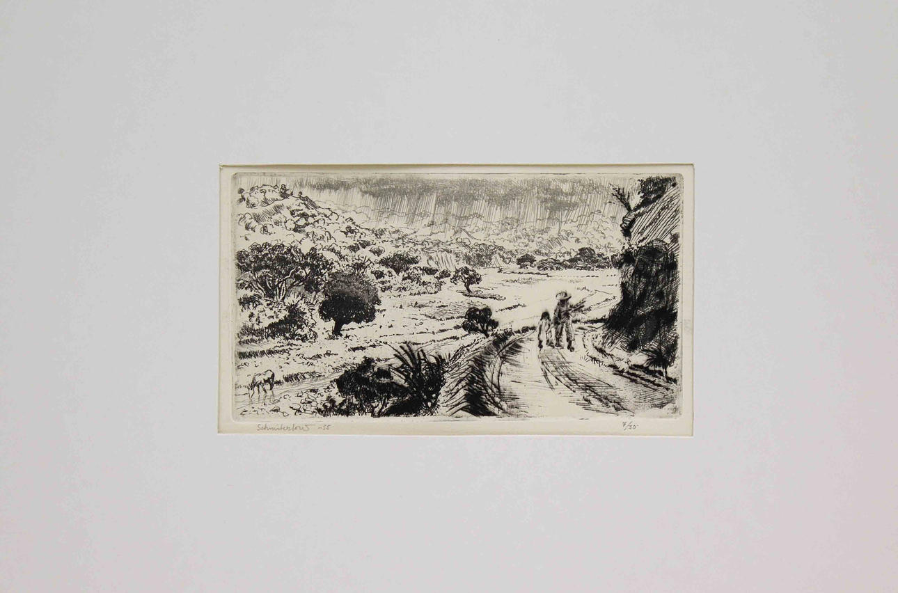 Parti konst (6). Div. tekniker. Bl.a. Tage Hedqvist och Bertram Schmitzerlöw.