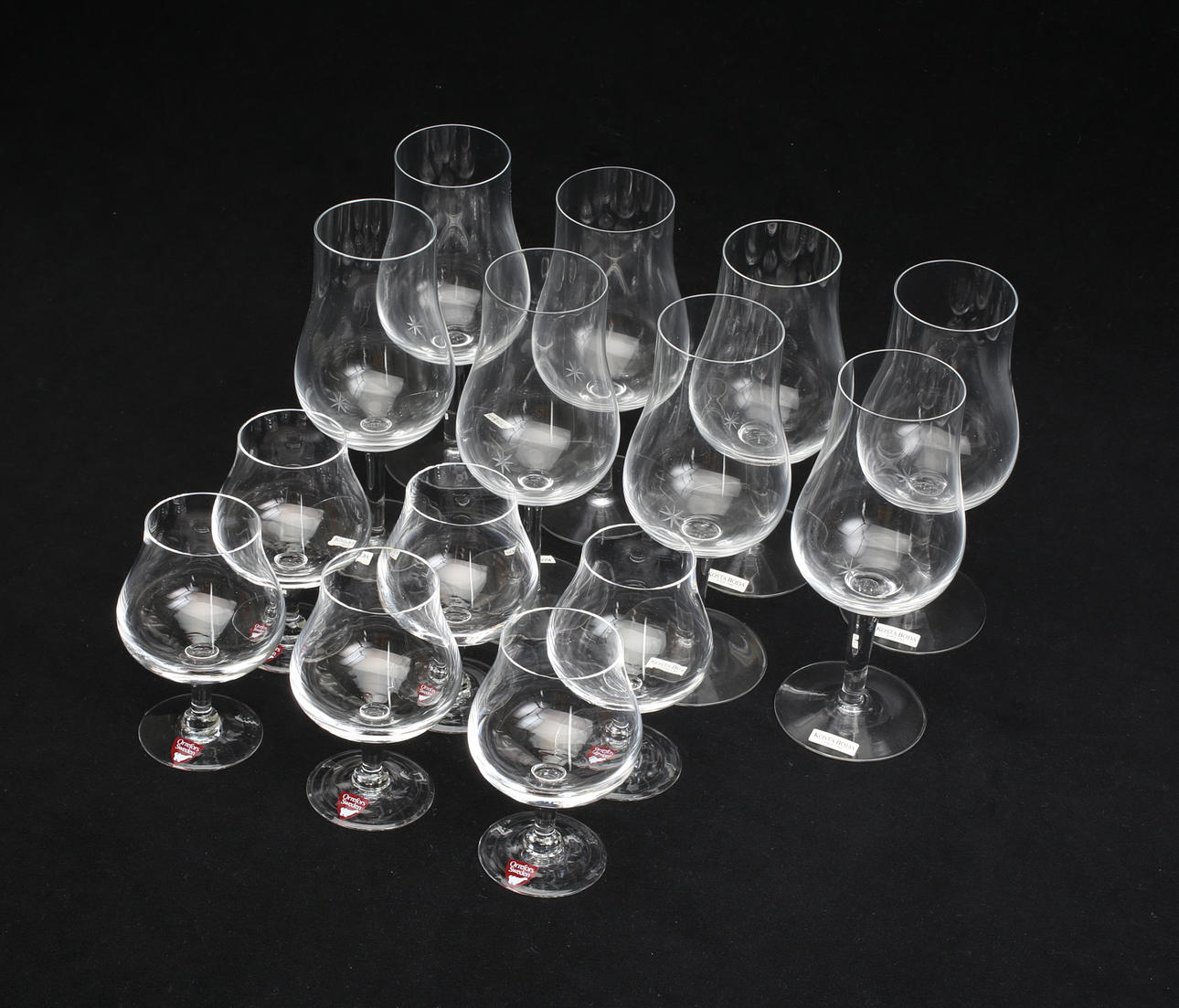 VIN samt KONJAKSGLAS, 14 st, Orrefors samt Kosta Boda.