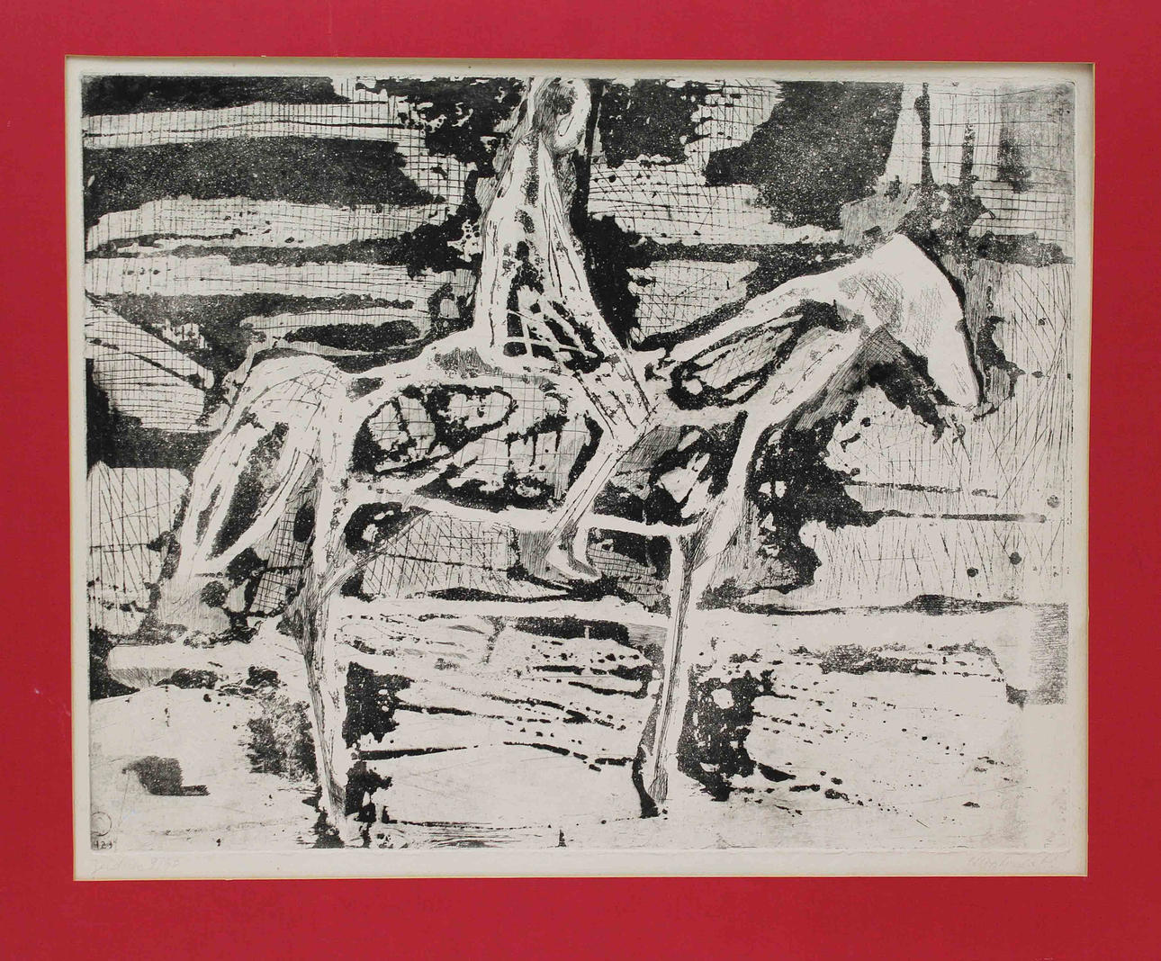 HALINA CHROSTOWSKA. Häst och ryttare / Gestalter. Etsning (2). Signerade Chrostowska. 9/30 och EA.