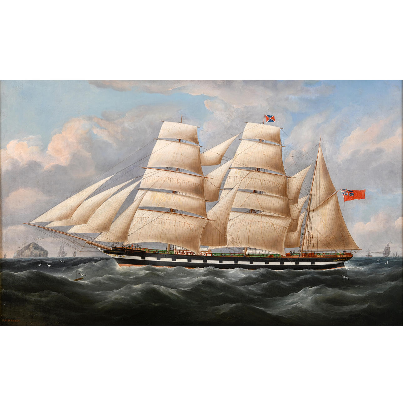 RICHARD BALL SPENCER (1812-1897). THE `PERTHSHIRE`, A THREE-MASTED BARQUENTINE UNDER SAIL OFF AILSA CRAIG.