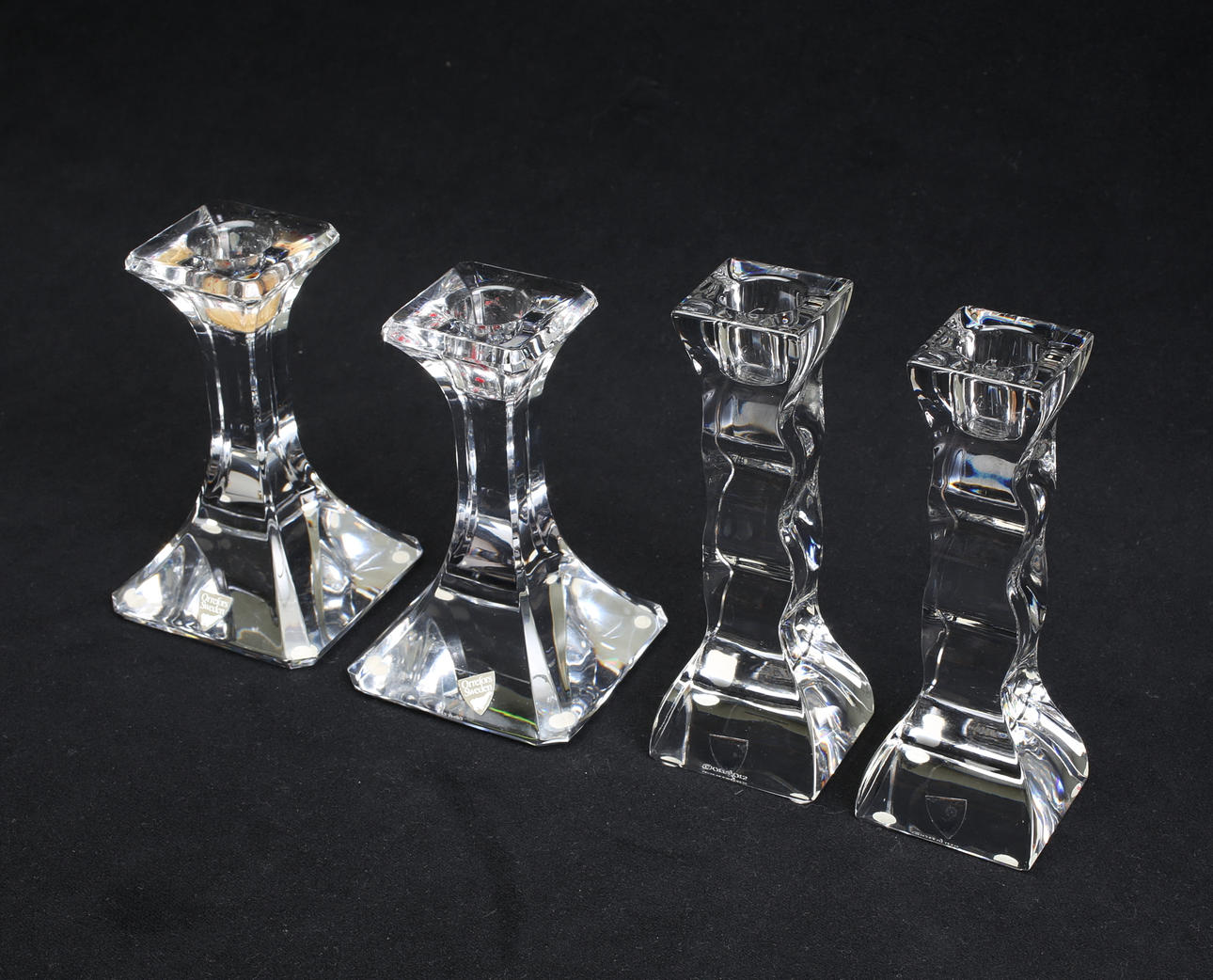 LJUSSTAKAR, 2 par, glas, Orrefors.