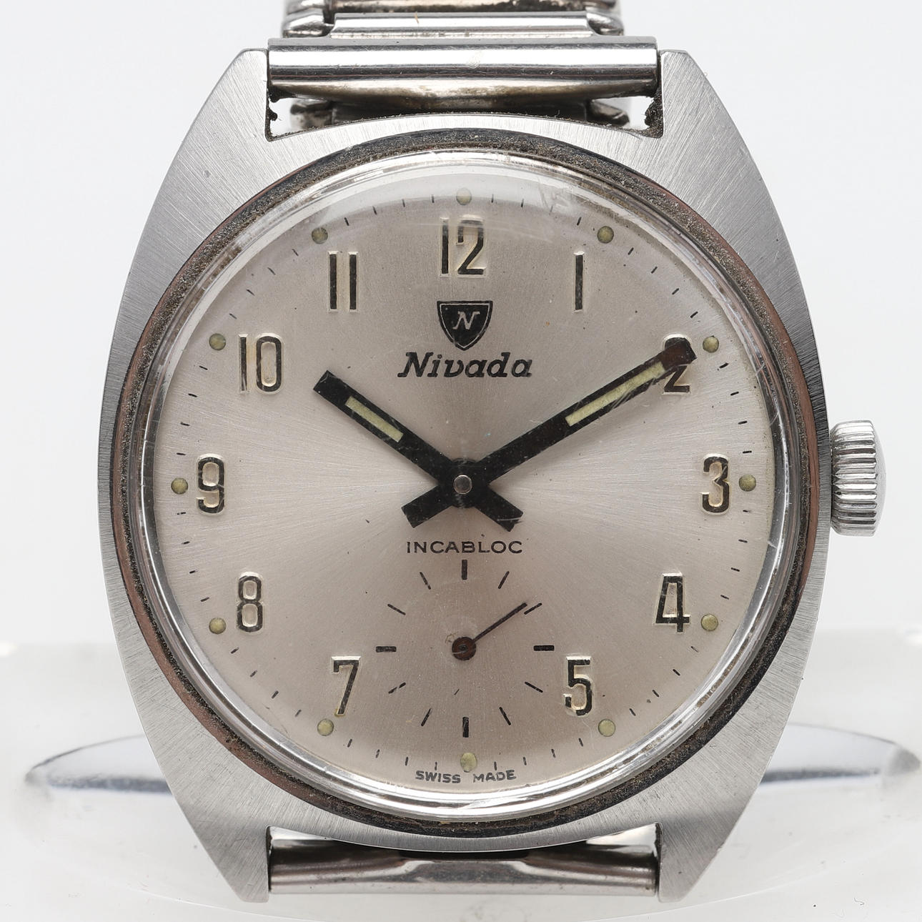 BRACELET WATCH, stainless, Nivada, Incabloc.