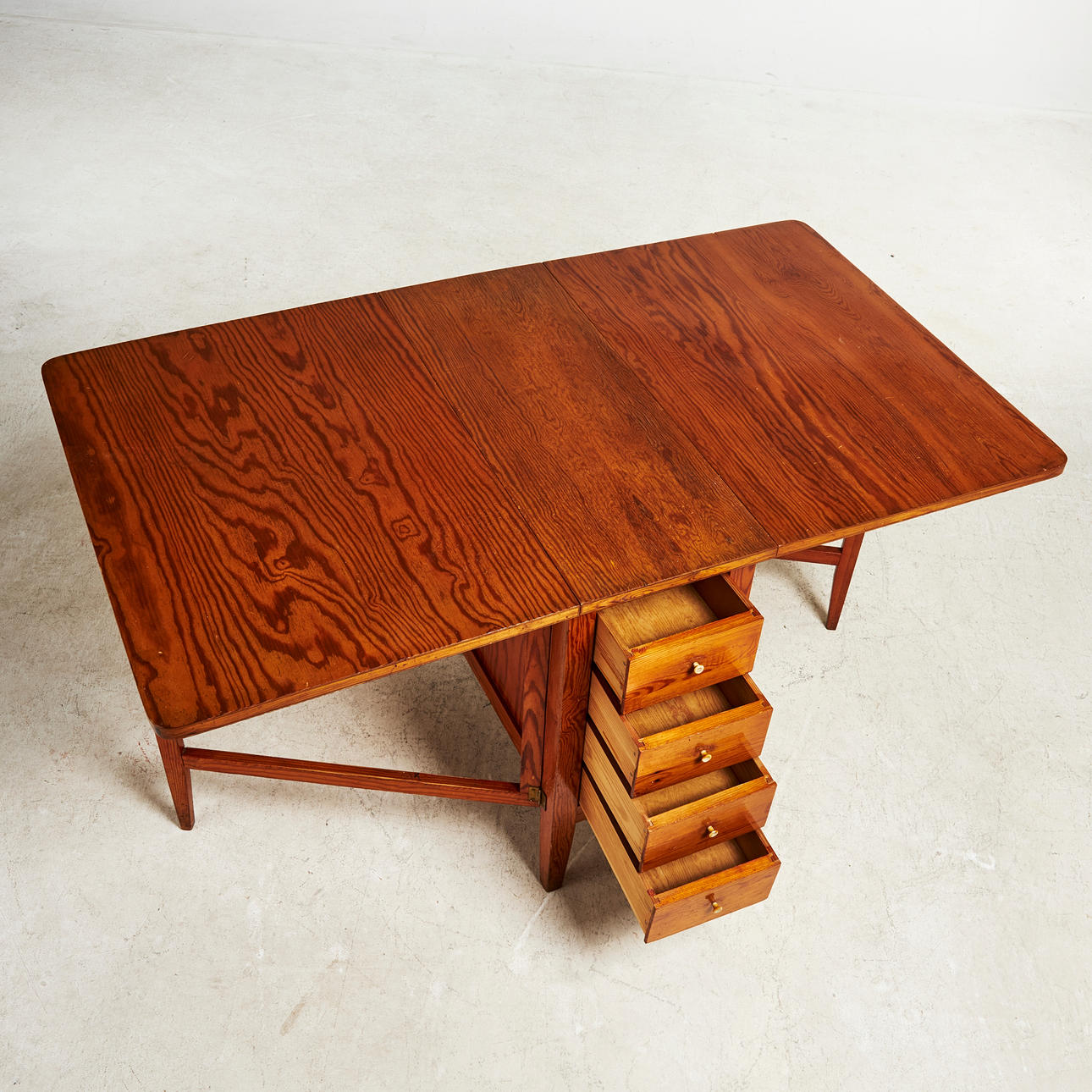 BOARDING TABLE, 1930s/40s, short sides with cabinets and drawers, pine ...