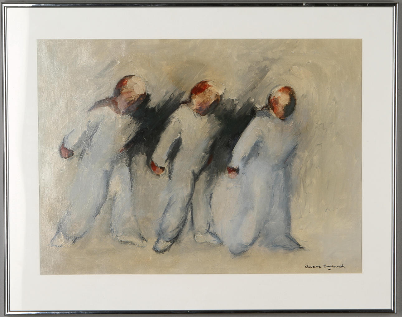 ANETTE ENGLUND. Figurkomposition, olja på duk, sigenrad.