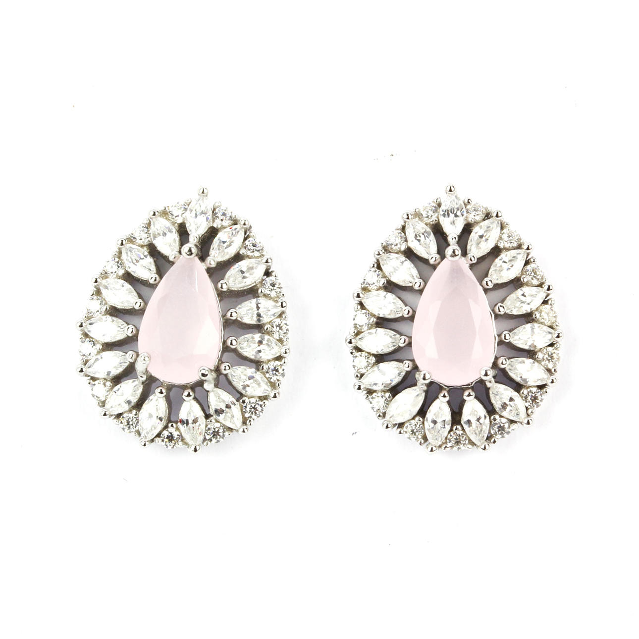 ROSENKVARTS KLUSTER ÖRHÄNGEN.