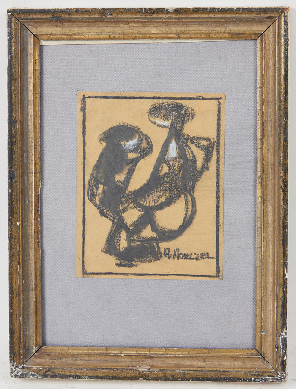 ADOLF RICHARD HÖLZEL. Zeichnung, 'Zwei Figuren'.