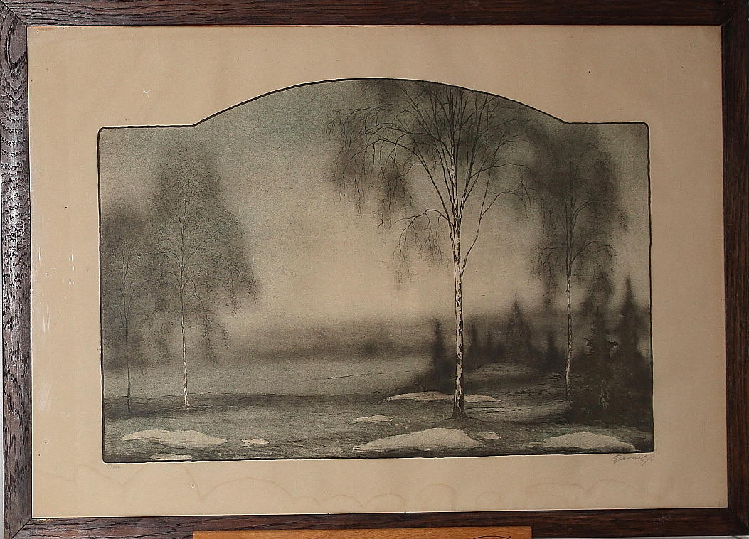 GABRILEL BURMEISTER. litografi, landskapsmotiv, numrerad 4/50, signerad.