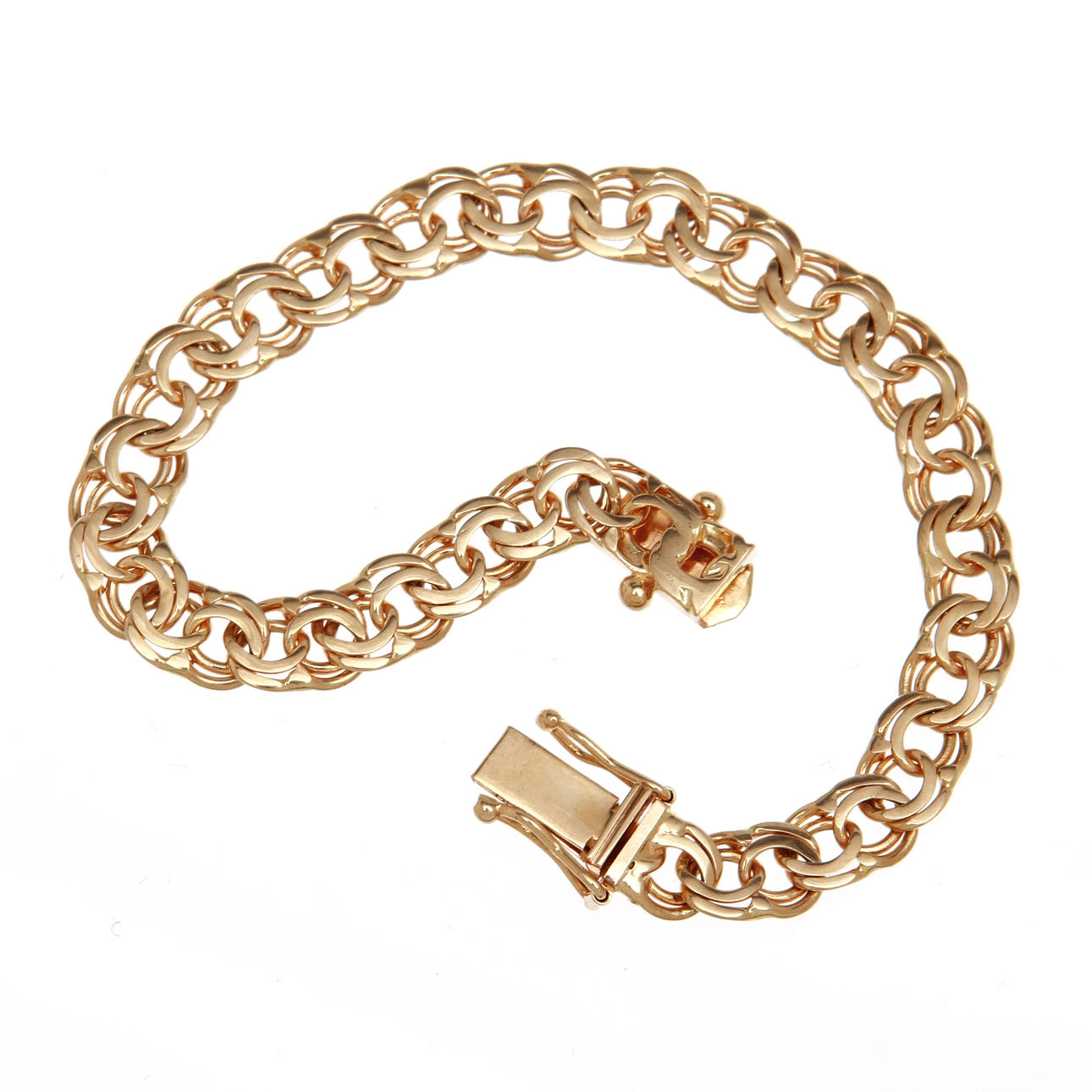 ARMBAND, s k Bismarck-länk, 18K rödguld. Vikt 15,2g.