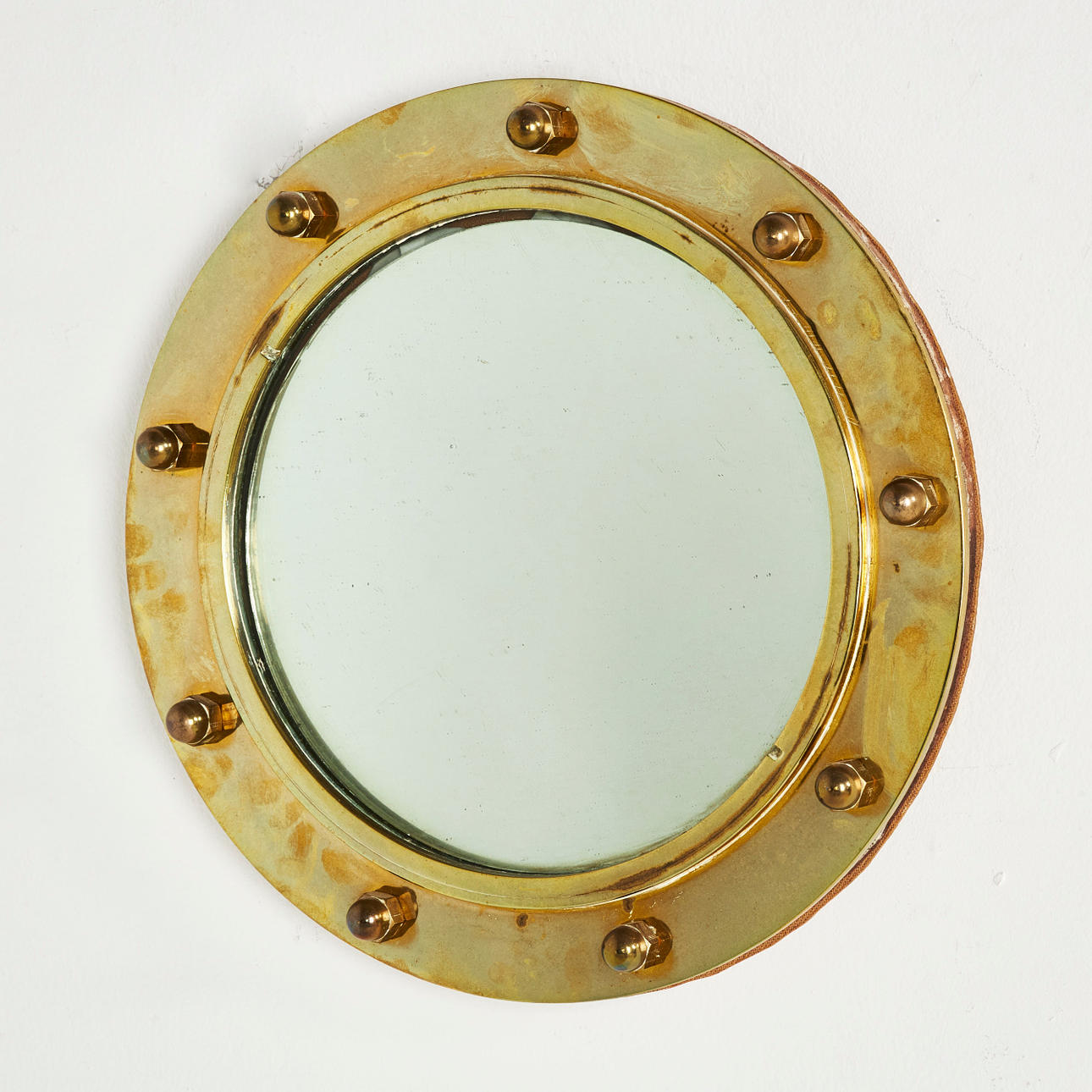 MIRROR, ship window, brass.