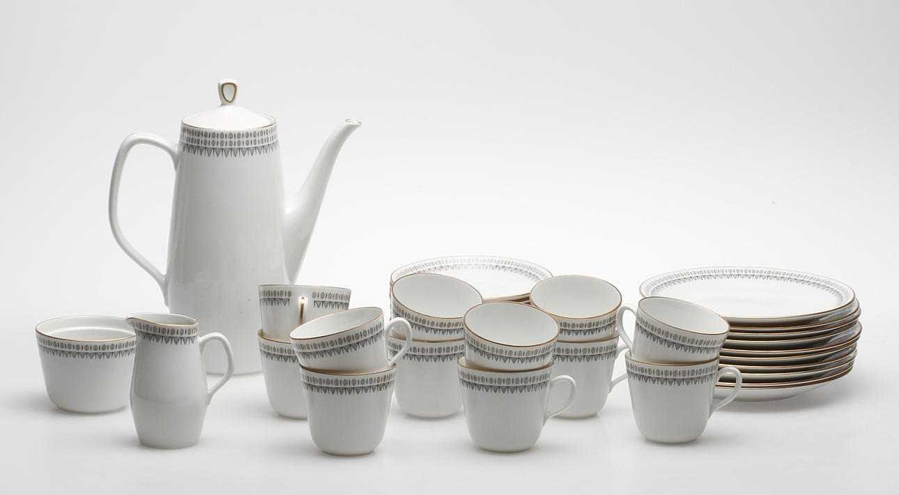 KAFFESERVIS, Rörstrand, Victoria, omkring 1900-talets mitt.