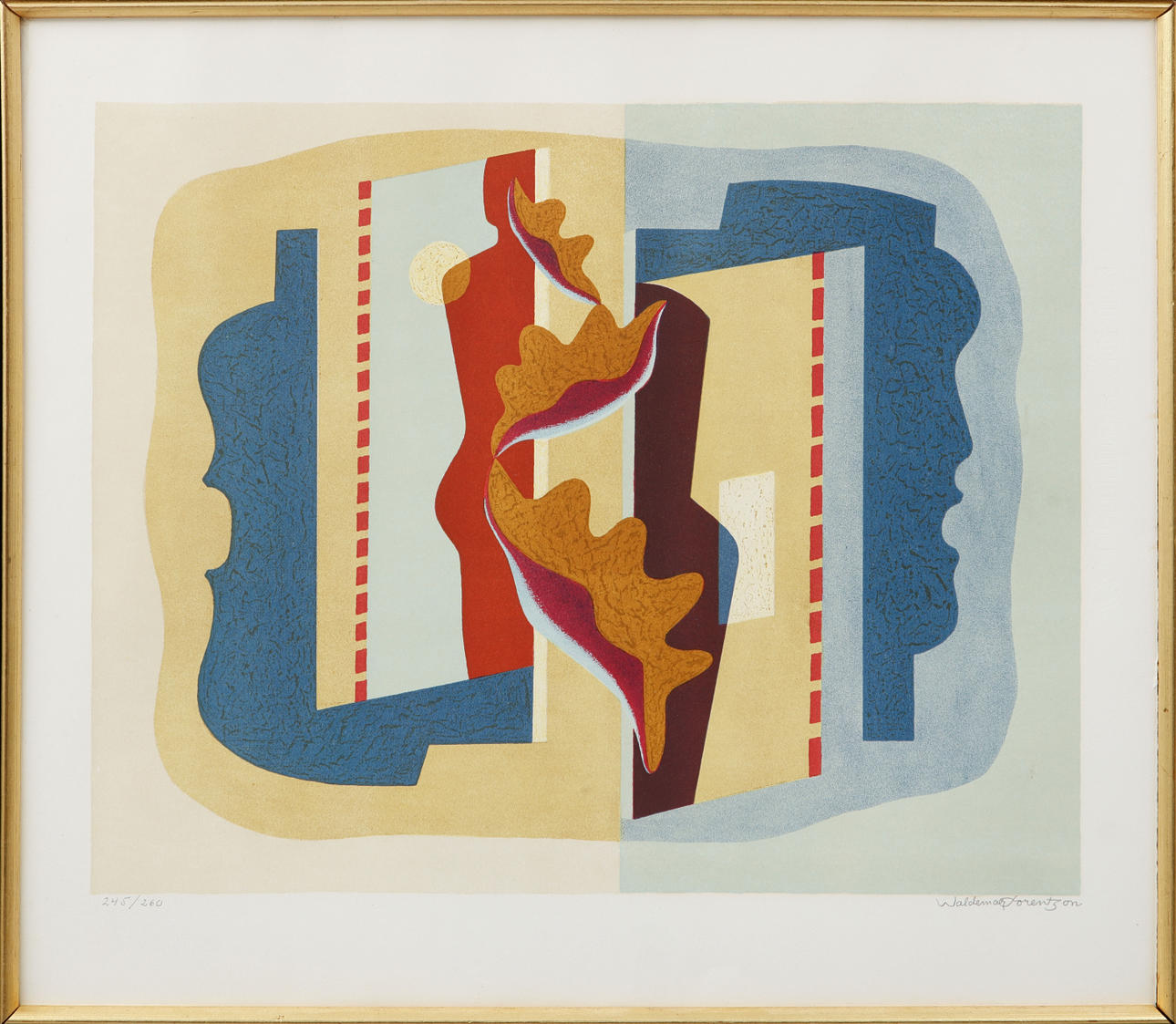 WALDEMAR LORENTZON. Composition, color lithograph, signed and numbered 245/260.