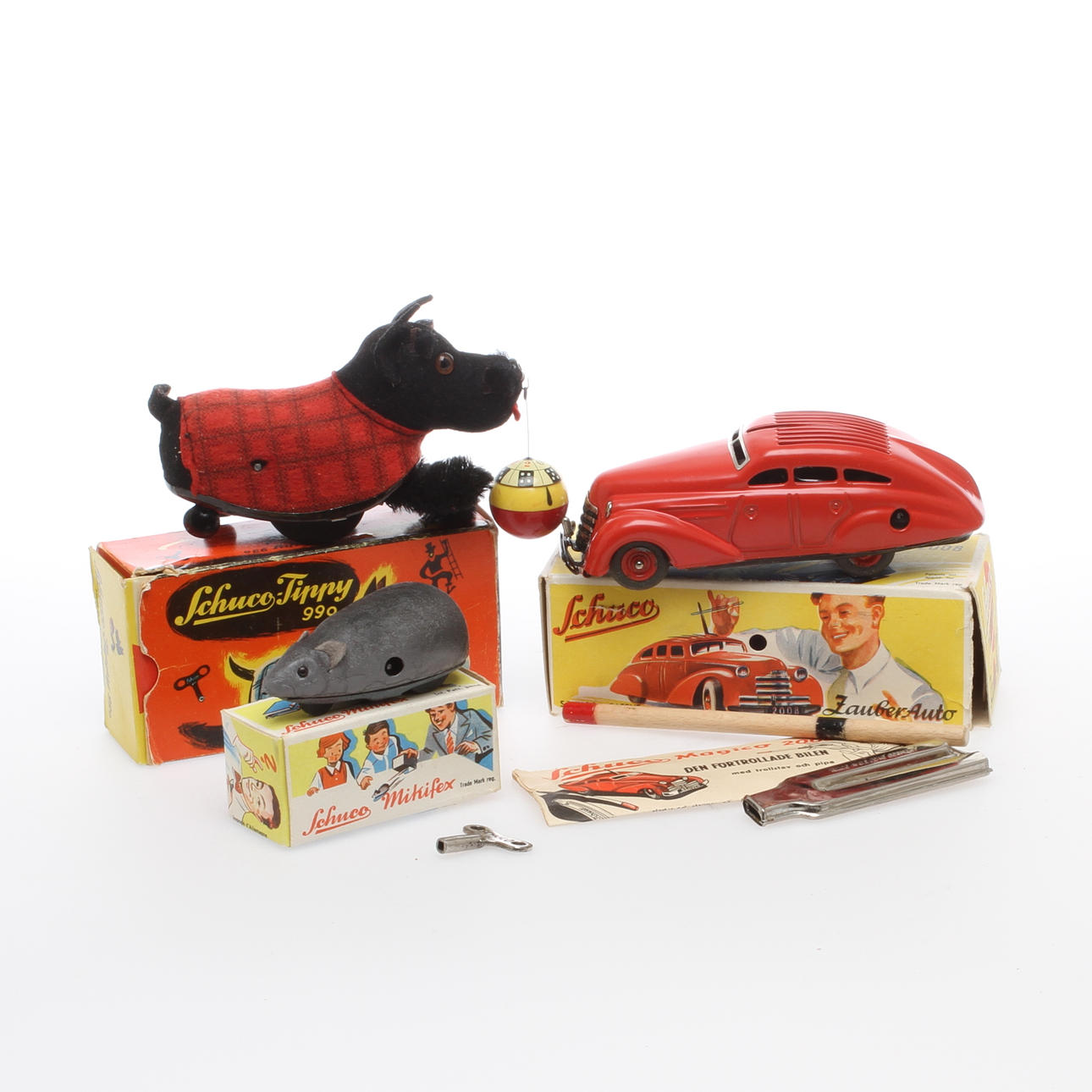 SCHUCO U.S.-zone Germany, urverk. Magico-Auto 2008, Tippy och Mikifex. Originalkartonger.