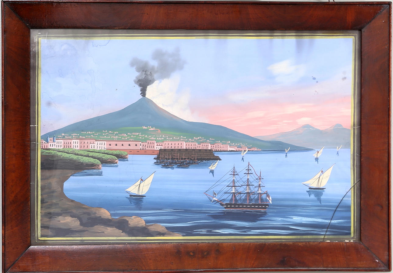 OIDENTIFIERAD KONSTNÄR. Akvarell på pannå, 2 st, Neapel Italien, 18/1900-tal.