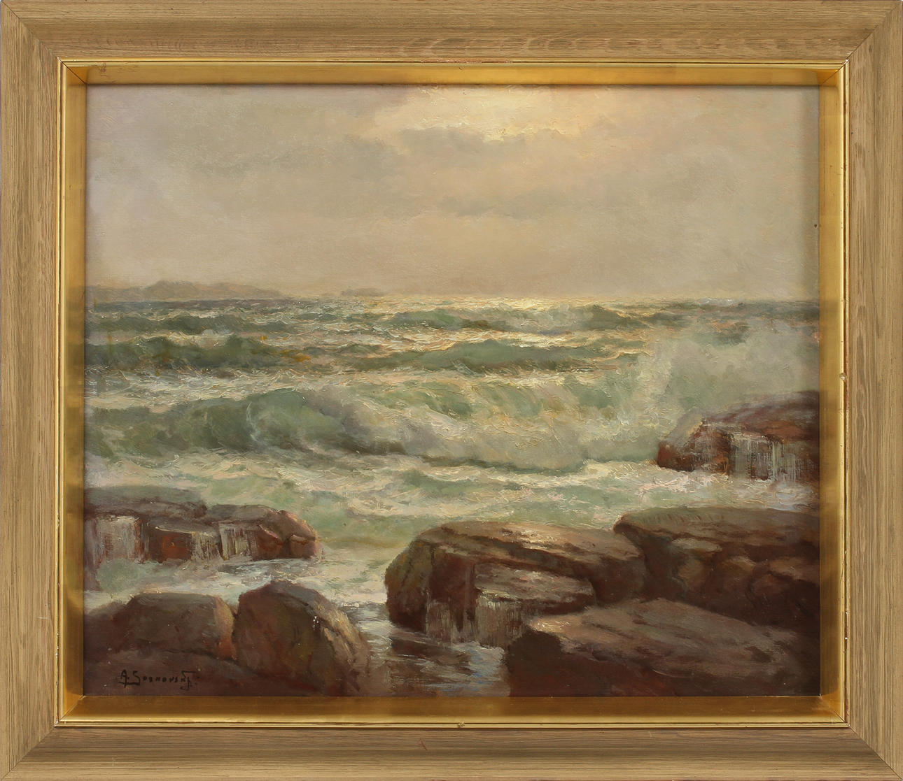 ARSENIJ PETROVIC SOSNOVSKIJ. Kustbild, olja på duk, signerad.
