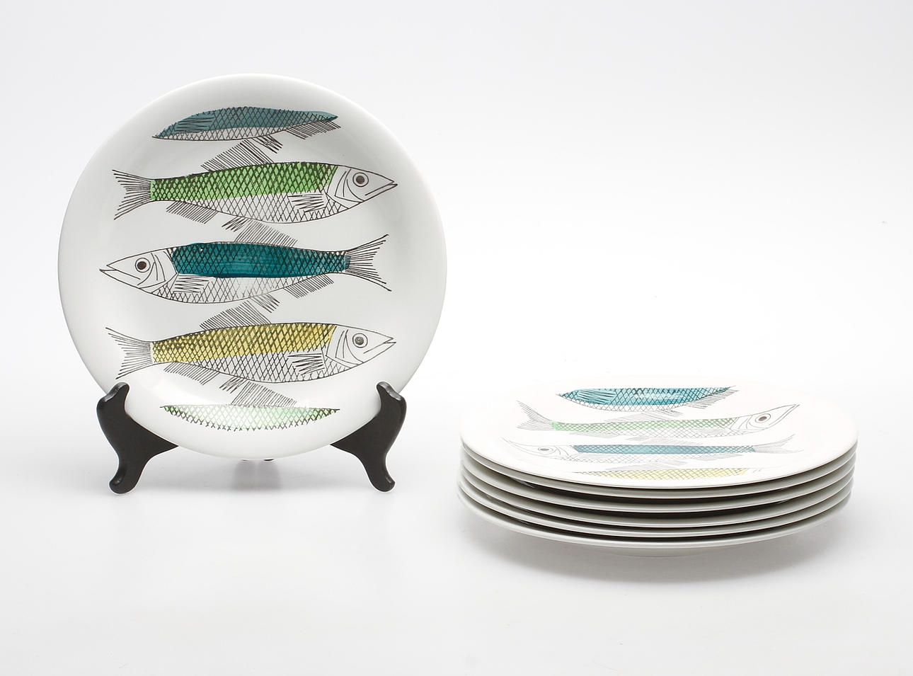 Fisktallrikar, 7 st, Marianne Westman, "My Garden", Rörstrand.