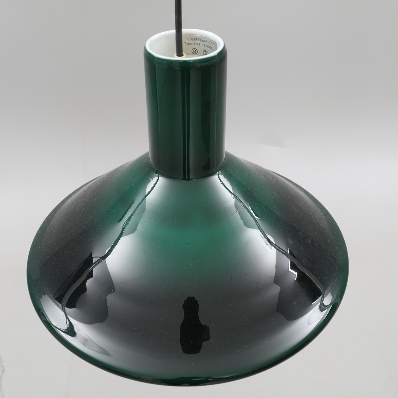 DECKENLEUCHTE, Glas, P & T Pendel, Holmegaard, Dänemark.