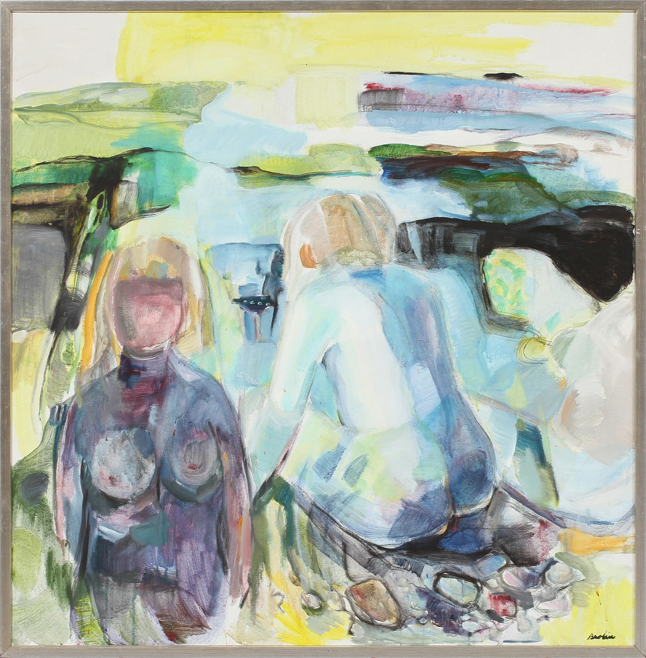 DAVID BROLIN. figurscen, olja på duk, sign.