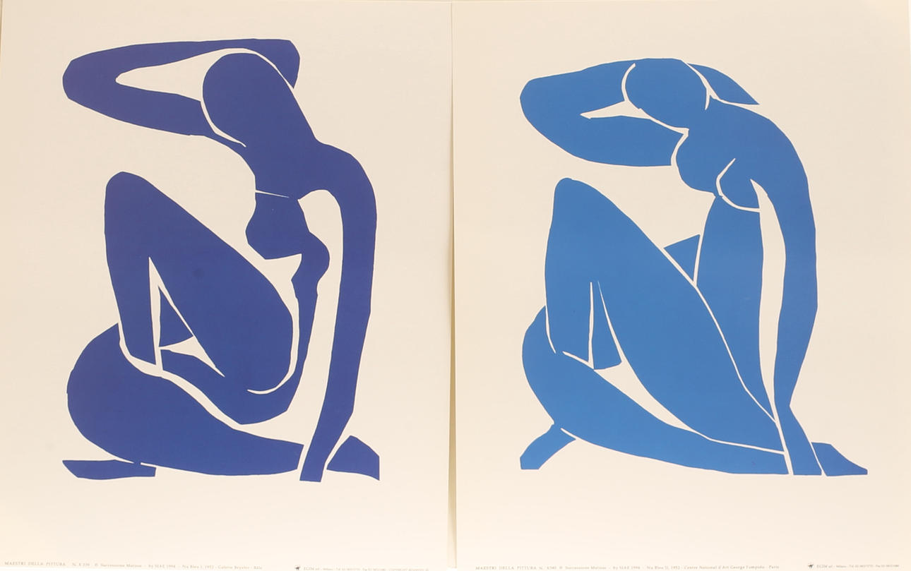 HENRI MATISSE. Efter, print, 2 stykker, "Nu Bleu I og II".