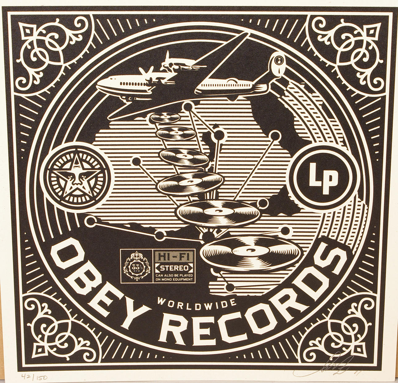 SHEPARD FAIREY. Artisknamn Obey, litografi, signerad.
