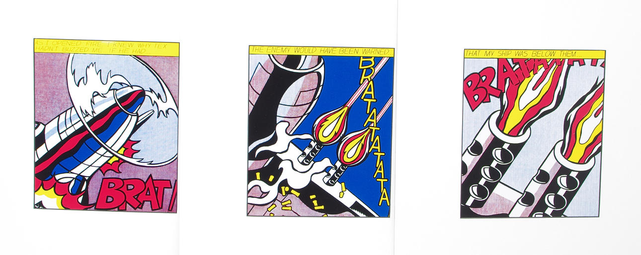 ROY LICHTENSTEIN. EFTER. "As I opened fire", triptyk, tryck 1987.