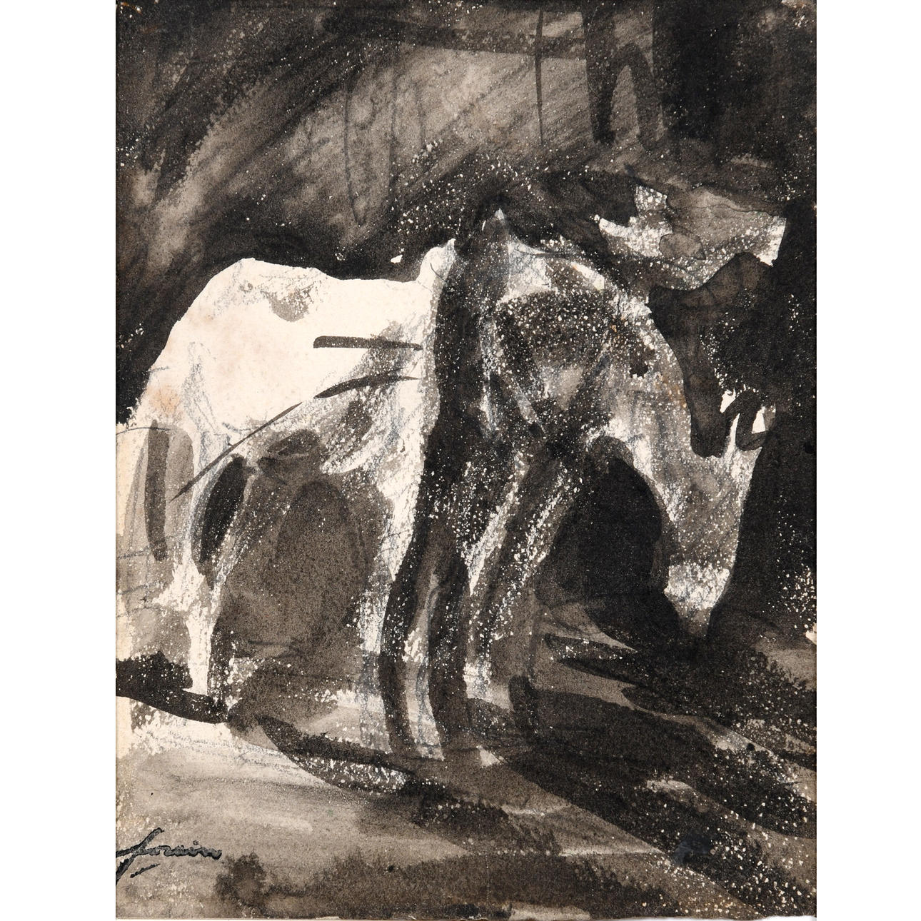 JEAN LOUIS FORAIN (1852-1931). HORSE IN A STABLE.