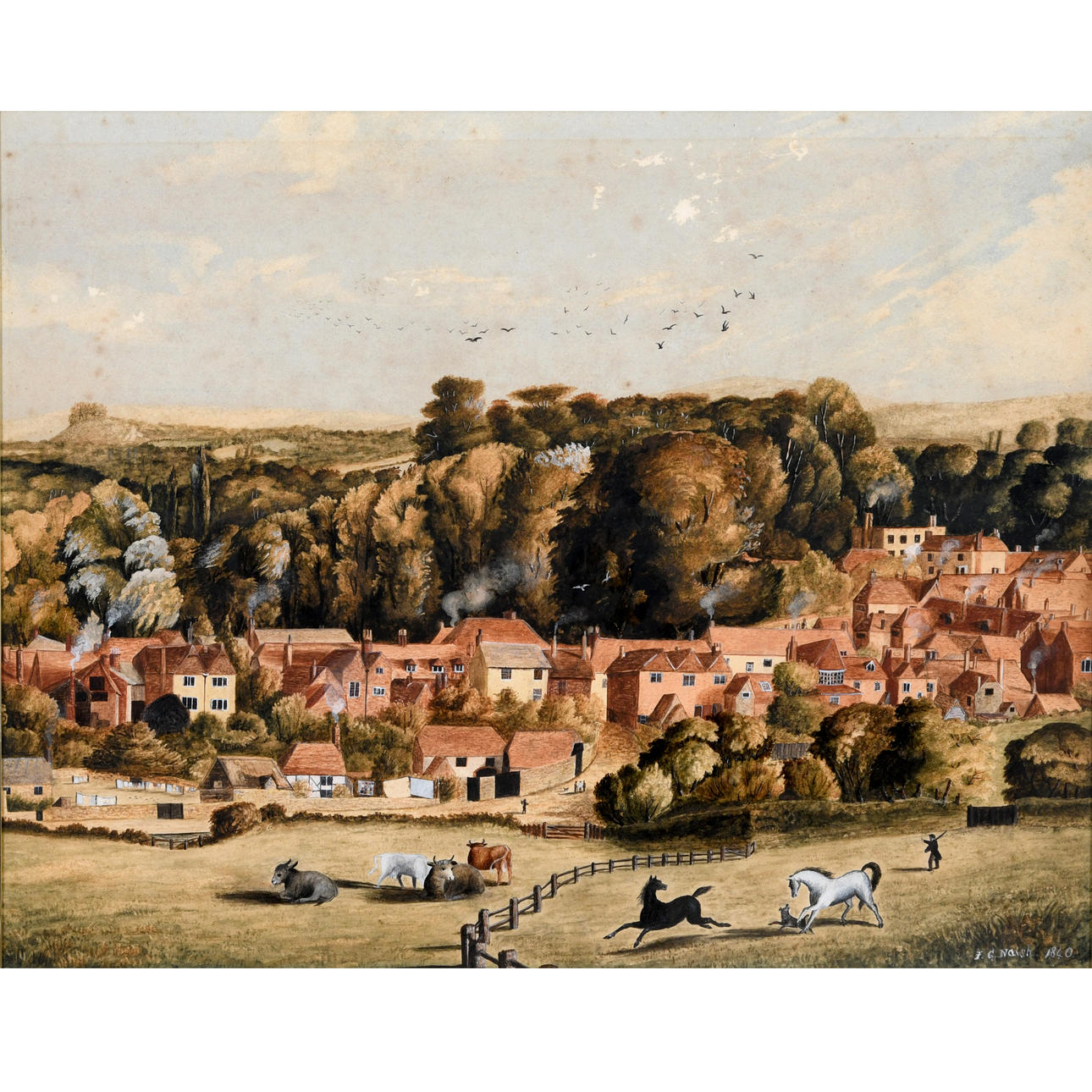 JOHN GEORGE NAISH (1824-1905). MIDHURST FROM THE WEST, COUNTY SUSSEX.